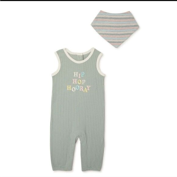 NWT Baby unisex boy or girl Easter Romper & Bandana Outfit 2pc set - Picture 1 of 4